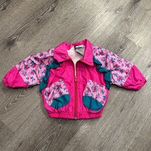 JPI Company vintage fuchsia and teal windbreaker jacket